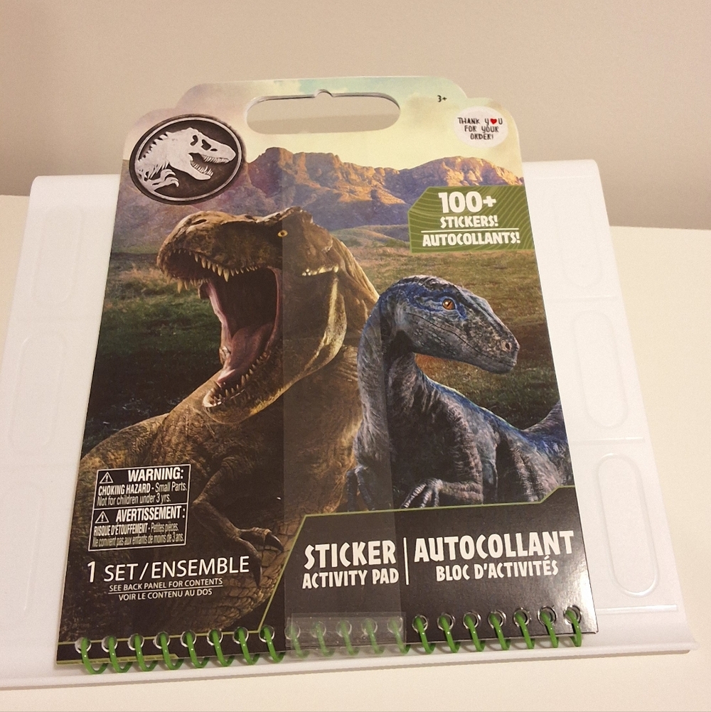 Jurassic World Dinosaur Sticker Activity Pad, 100+ Stickers Activity Book, New